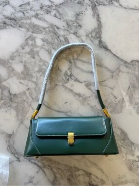 Brand New Green Vintage Hobo Shoulder Bag with Vintage Gold Hardware